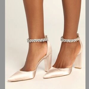 Lulu's Jewel by Badly Mischa Ivory Leather Block Heel